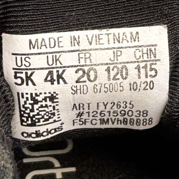 Adidas Originals Shoes Kids Size 5K Black Logo Tape Athletic Sneakers Running - Picture 8 of 8